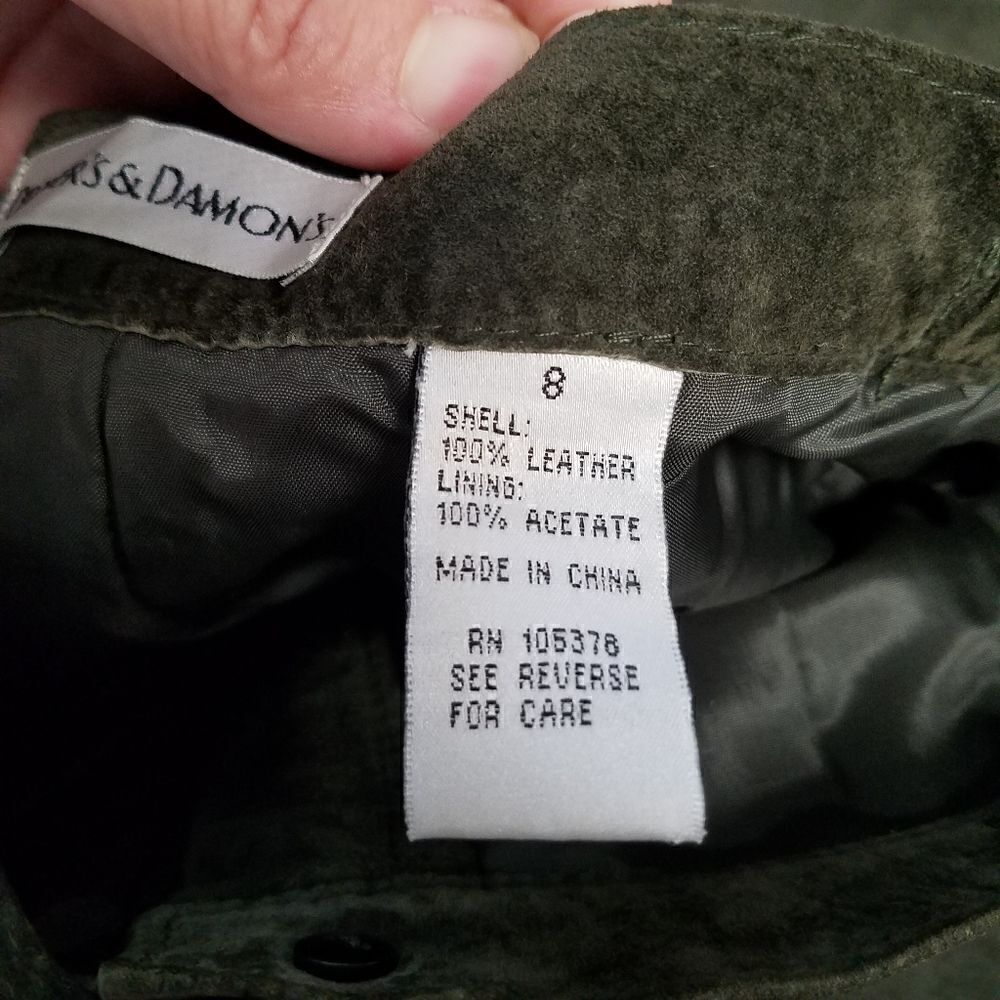 Drapers & Damons dark olive green size 8 100% leather (feels like suade)skirt. - Picture 8 of 11